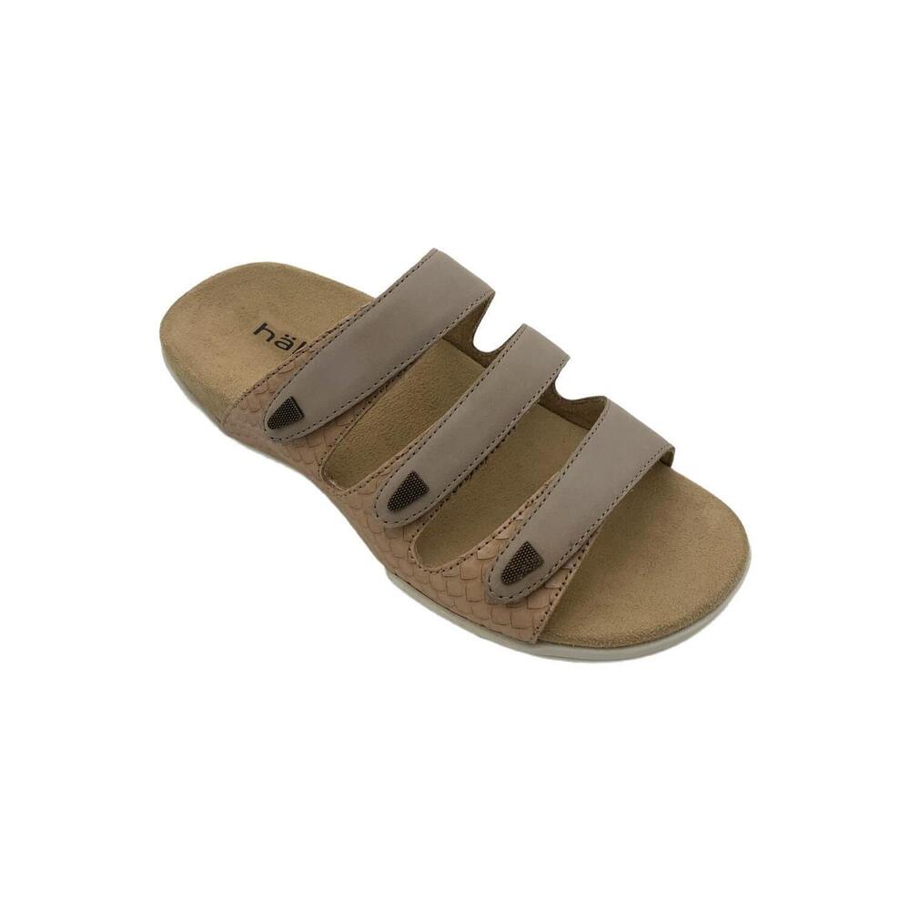 Halsa Women's Delight Flat Sandals Taupe - Wide